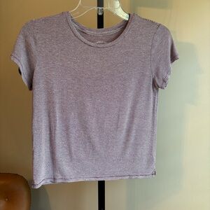 Purple Maroon Striped Fitted Crop T-Shirt